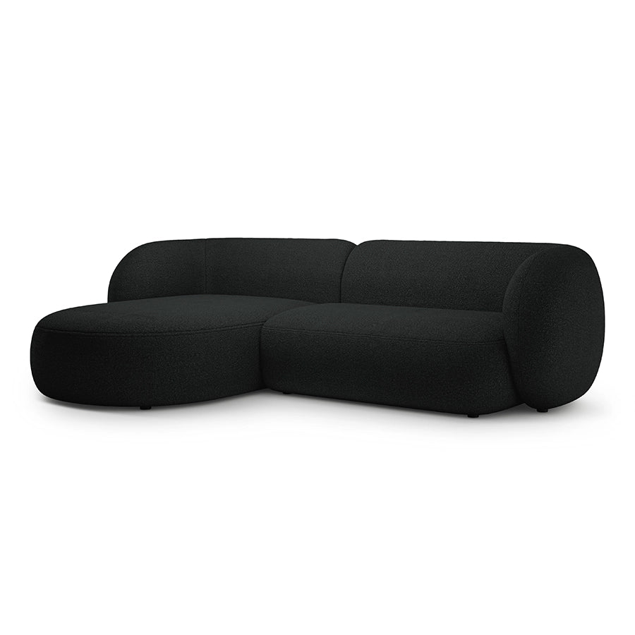 Canapea neagra cu colt Left Boucle Kate