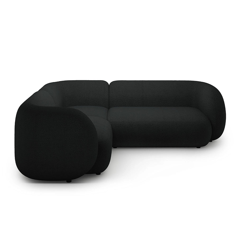 Canapea neagra cu colt boucle Domo Left