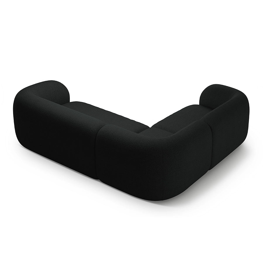 Canapea neagra cu colt boucle Domo Left