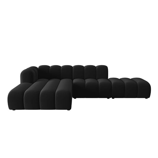 Canapea neagra cu colt din catifea Open Lupine Left