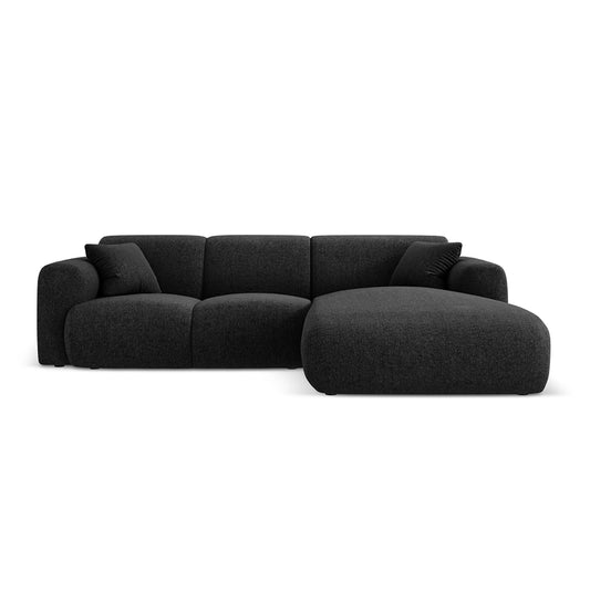 Canapea neagra cu colt din chenille Nolio Right