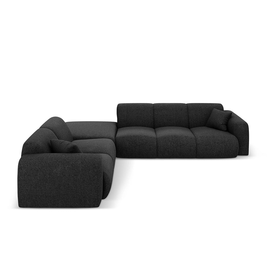 Canapea neagra cu colt din chenille pentru 4 persoane Nolio