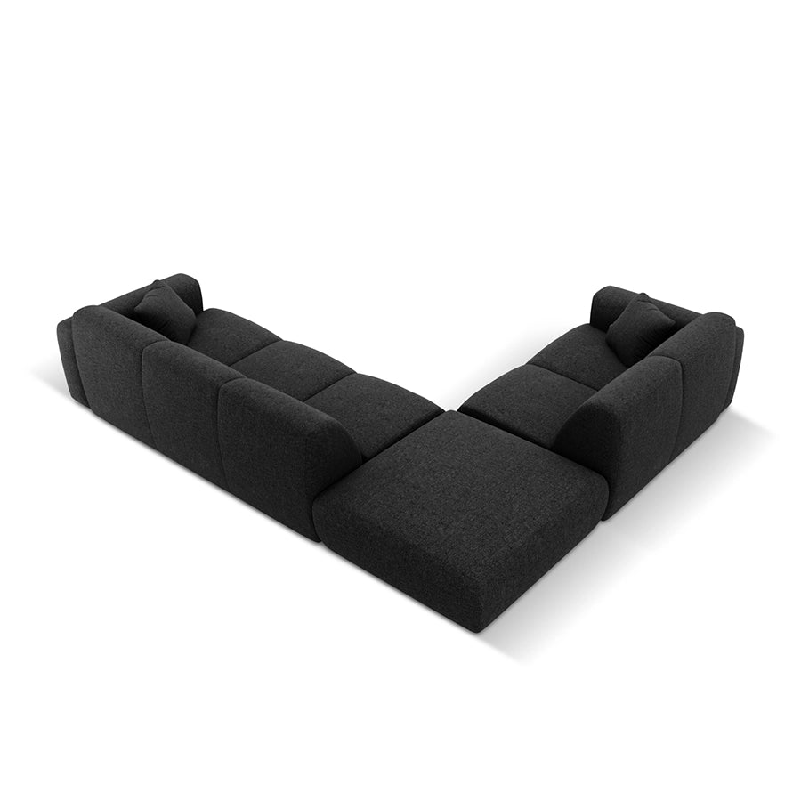 Canapea neagra cu colt din chenille pentru 4 persoane Nolio