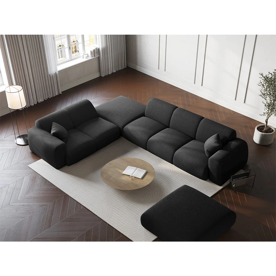 Canapea neagra cu colt din chenille pentru 4 persoane Nolio