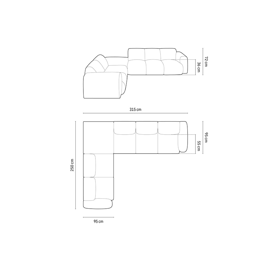 Canapea gri cu colt din chenille pentru 4 persoane Nolio