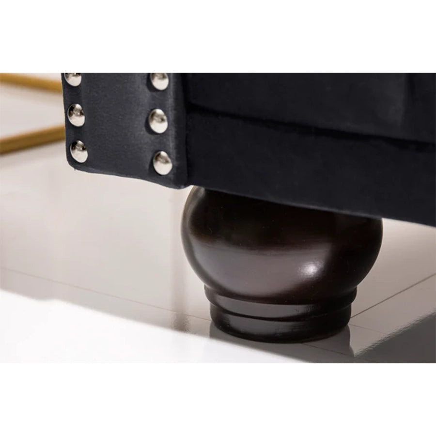 Canapea neagra din catifea 205 cm Chesterfield