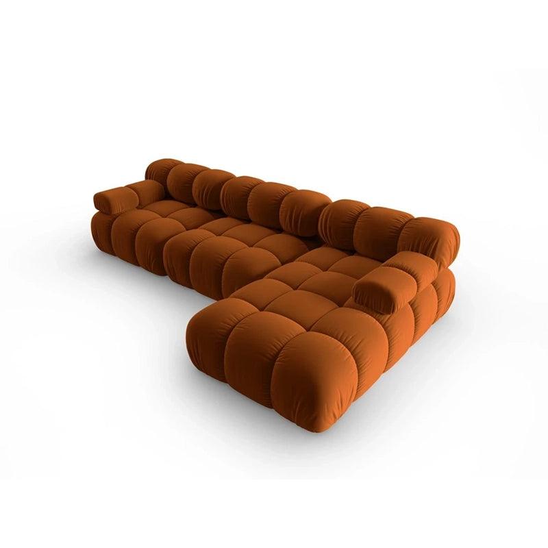 Canapea portocalie teracota cu colt din catifea Right Bellis - Poetic Store
