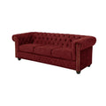 Canapea rosie din catifea 205 cm Chesterfield
