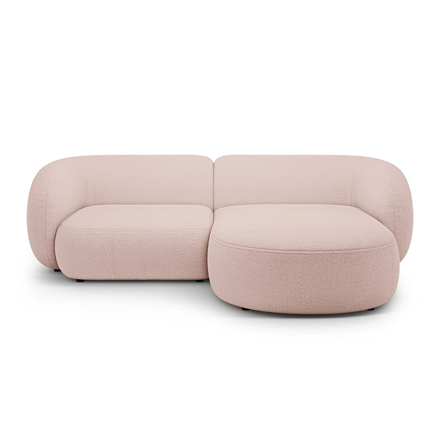 Canapea roz cu colt 255 cm Boucle Kate Right