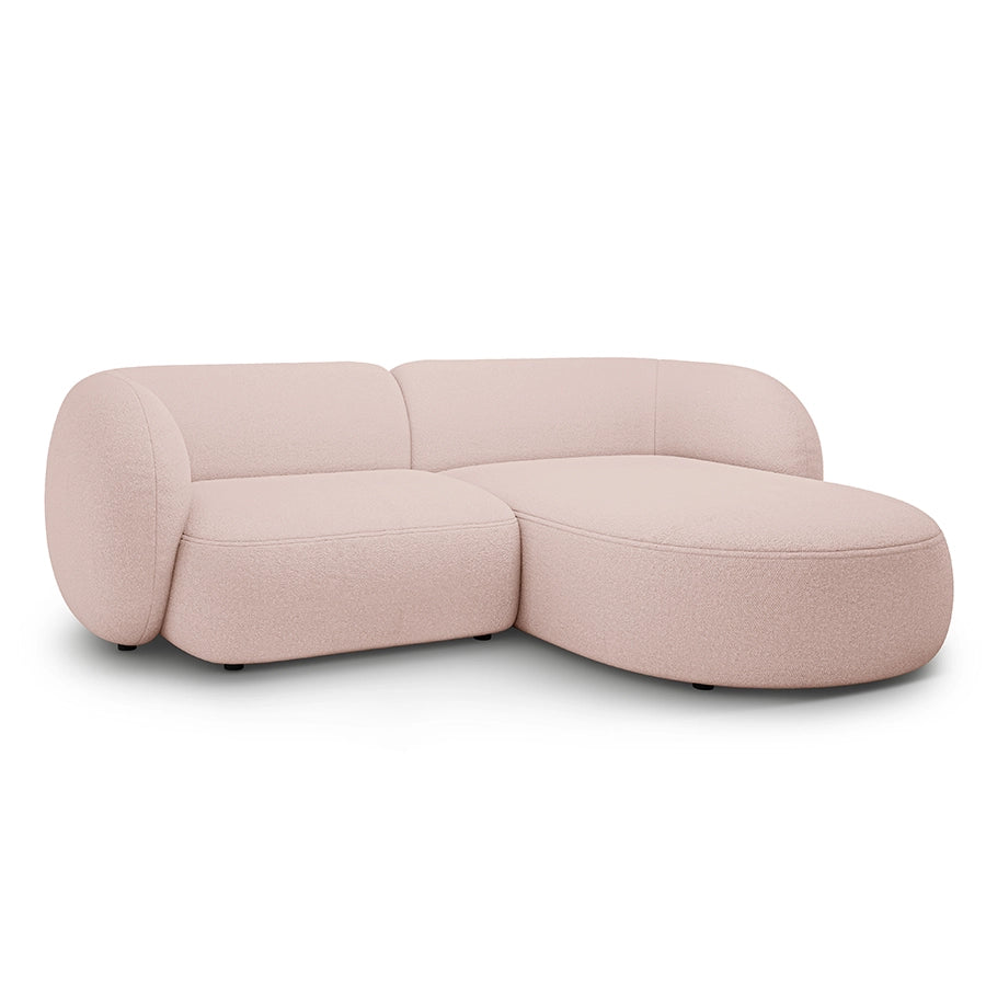 Canapea roz cu colt 255 cm Boucle Kate Right