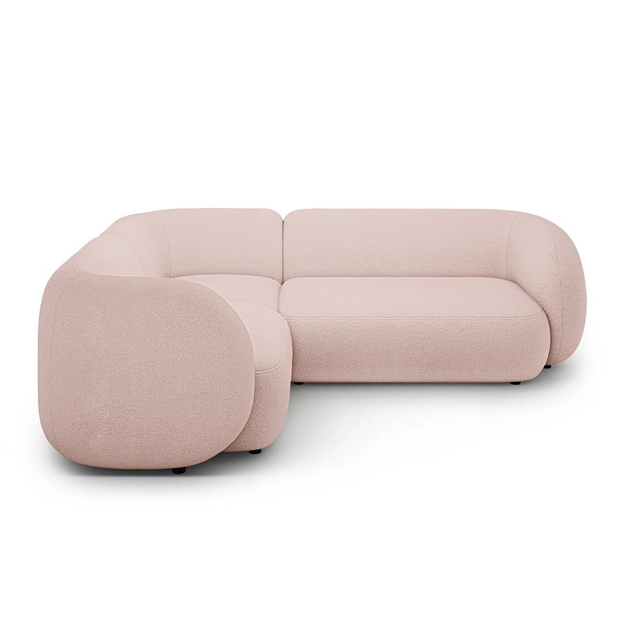 Canapea roz cu colt boucle Domo Left