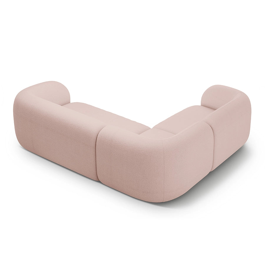 Canapea roz cu colt boucle Domo Left