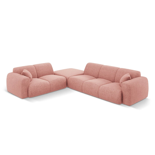 Canapea roz cu colt din chenille pentru 4 persoane Nolio