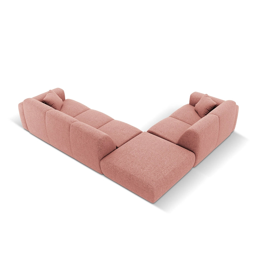 Canapea roz cu colt din chenille pentru 4 persoane Nolio