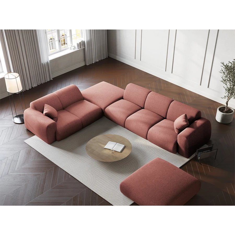 Canapea roz cu colt din chenille pentru 4 persoane Nolio