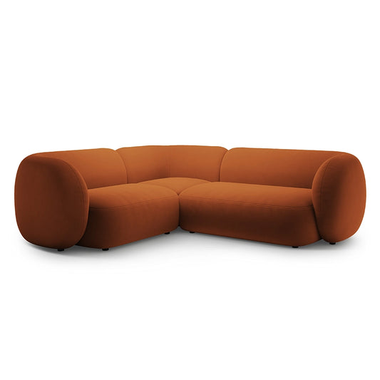 Canapea teracota cu colt din catifea Domo Left