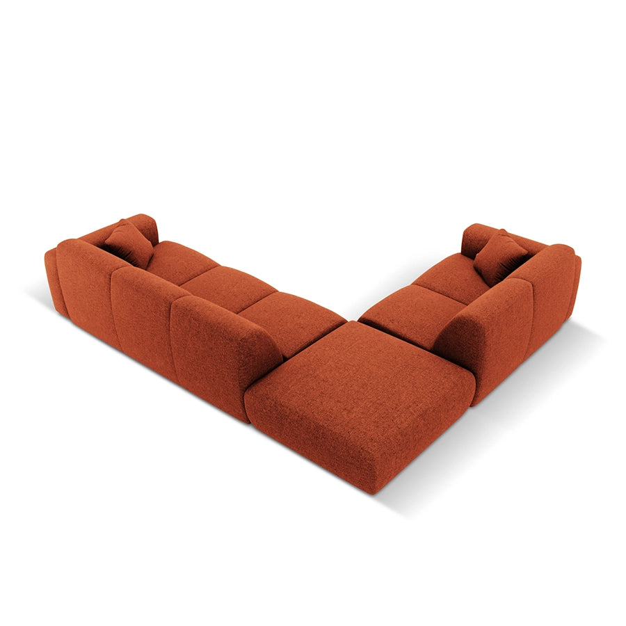 Canapea teracota cu colt din chenille pentru 4 persoane Nolio