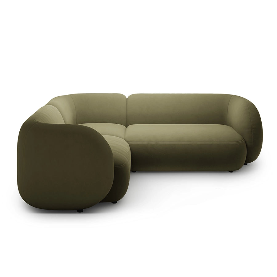 Canapea verde cu colt din catifea Domo Left