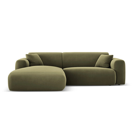 Canapea verde cu colt din catifea Nolio Left