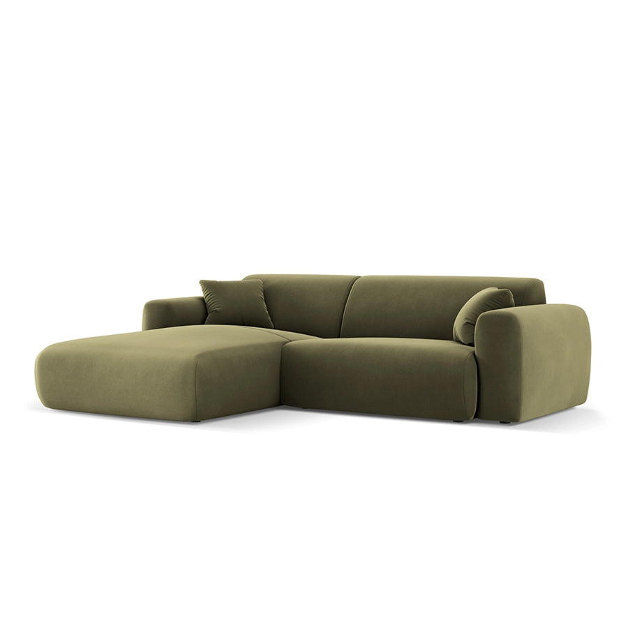 Canapea verde cu colt din catifea Nolio Left
