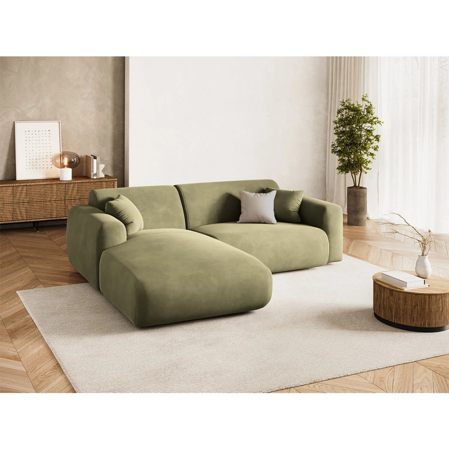 Canapea verde cu colt din catifea Nolio Left