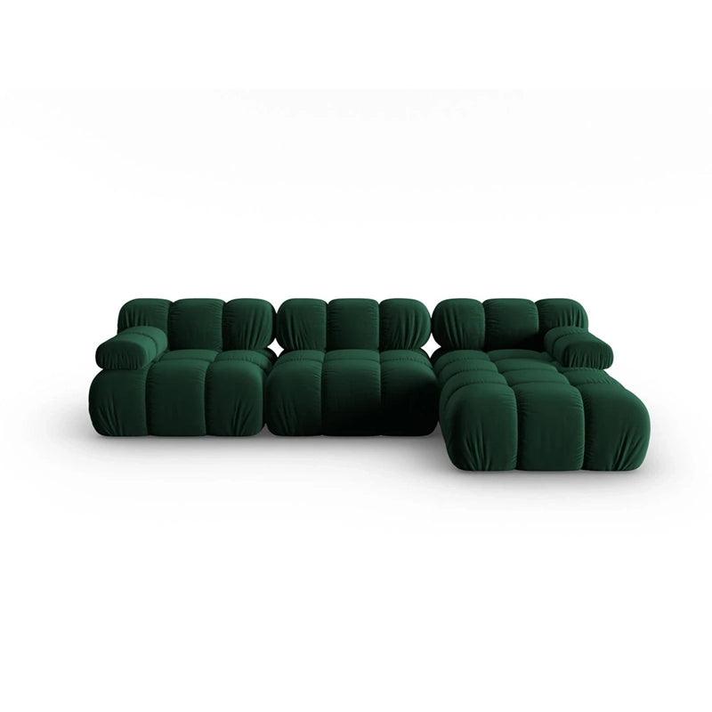 Canapea verde cu colt din catifea Right Bellis - Poetic Store