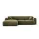 Canapea verde deschis cu colt din catifea 260 cm Nolio Left
