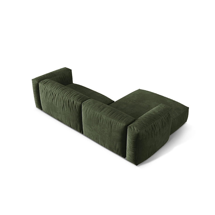 Canapea verde din catifea cu colt Small Left Martina