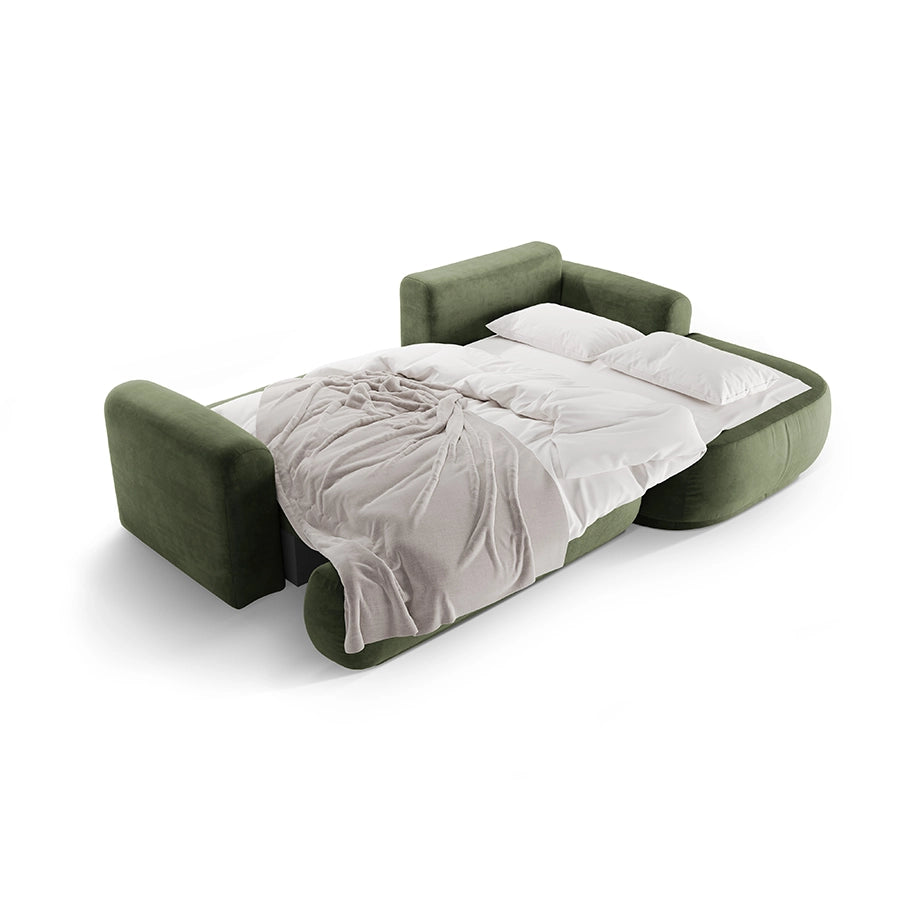 Canapea verde extensibila cu colt din catifea Ella Right