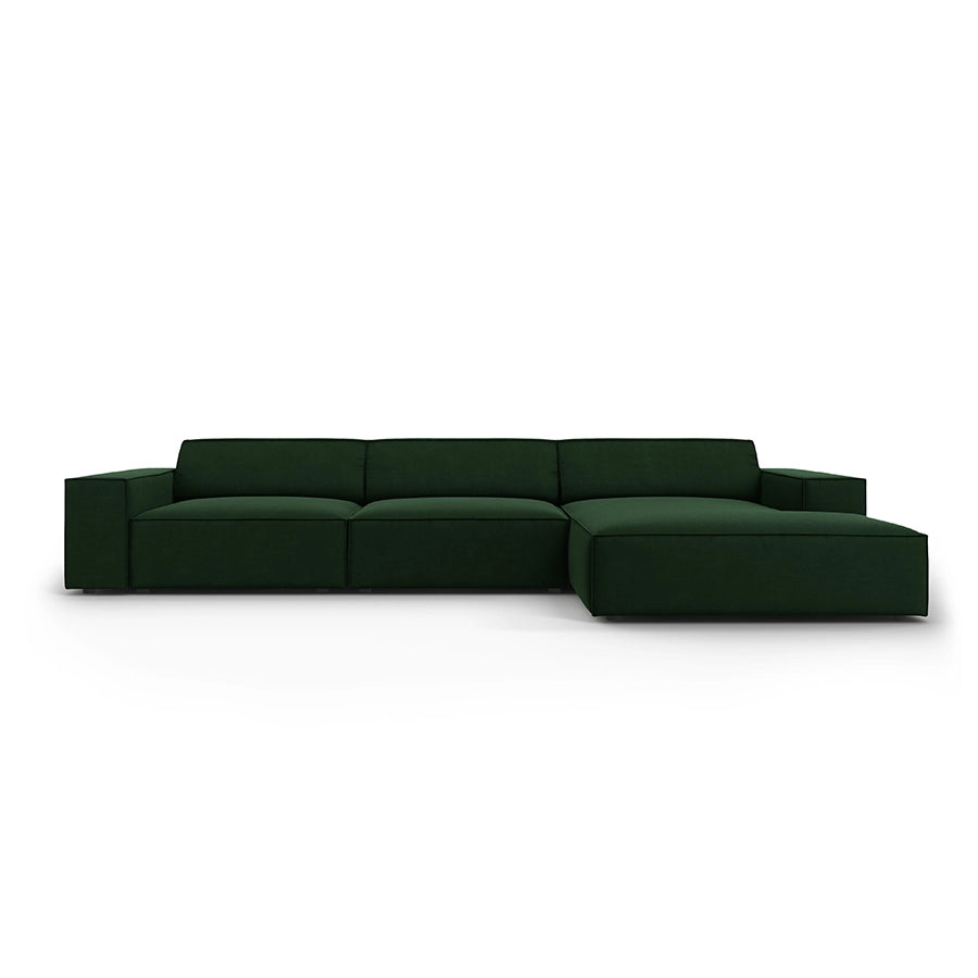 Canapea verde inchis din catifea cu colt Right Jodie