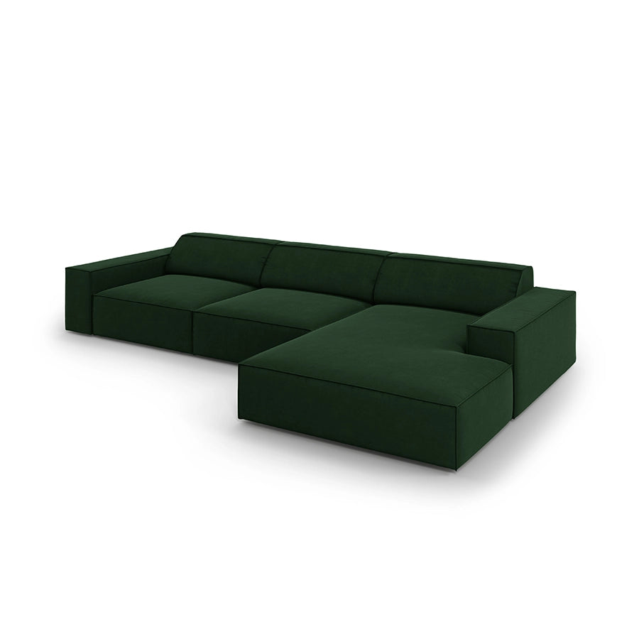 Canapea verde inchis din catifea cu colt Right Jodie