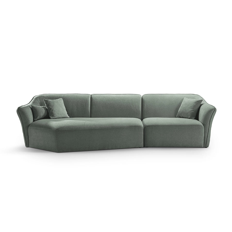 Canapea verde menta din material buclat Hailey Left