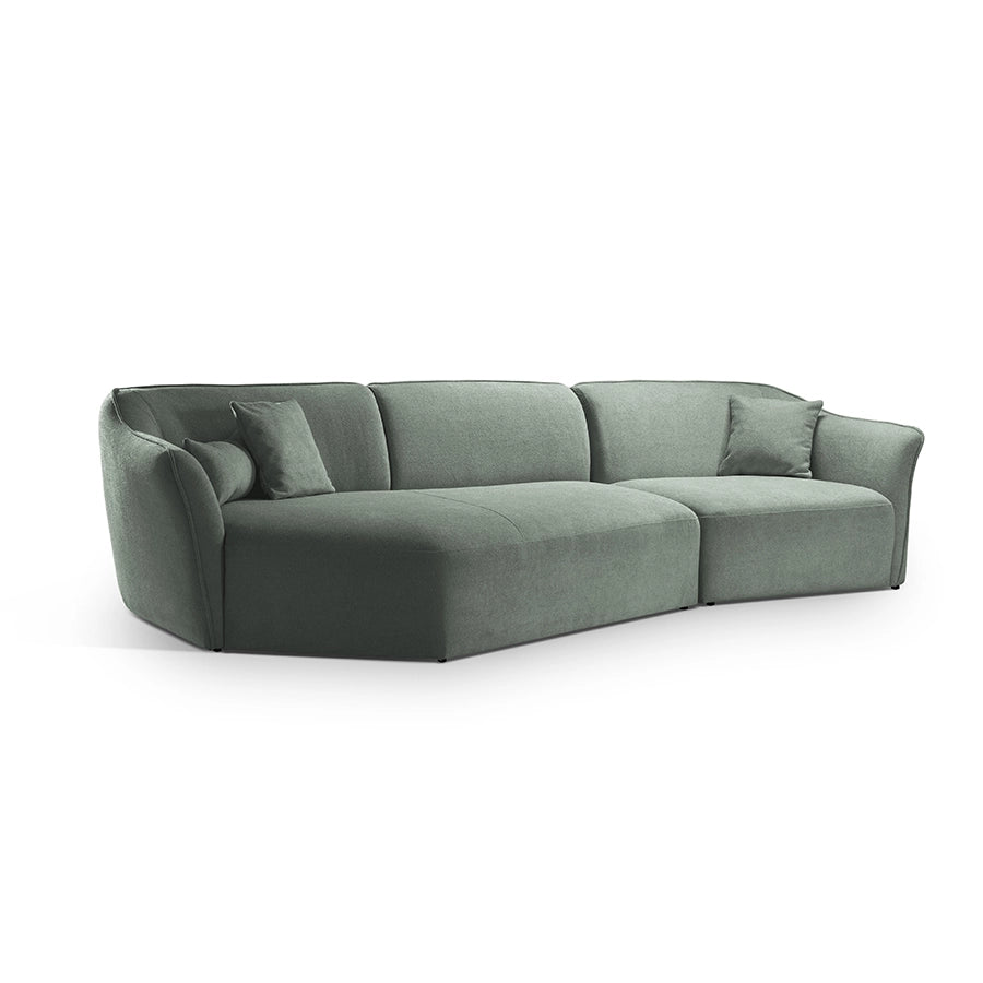 Canapea verde menta din material buclat Hailey Left