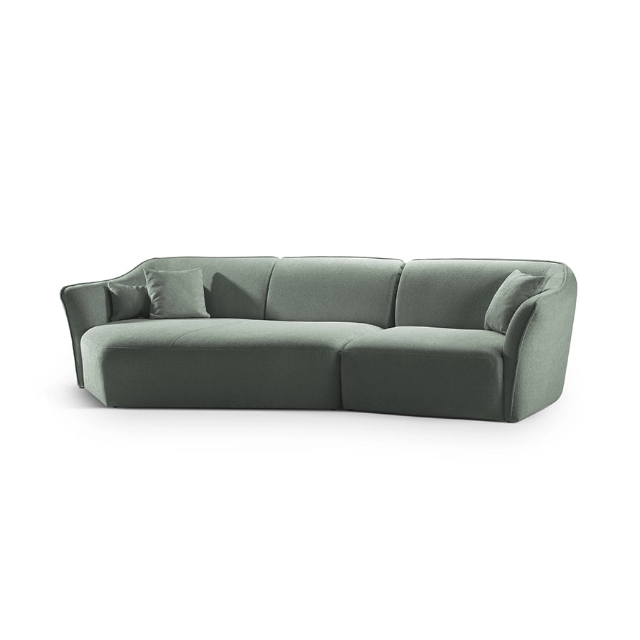 Canapea verde menta din material buclat Hailey Left