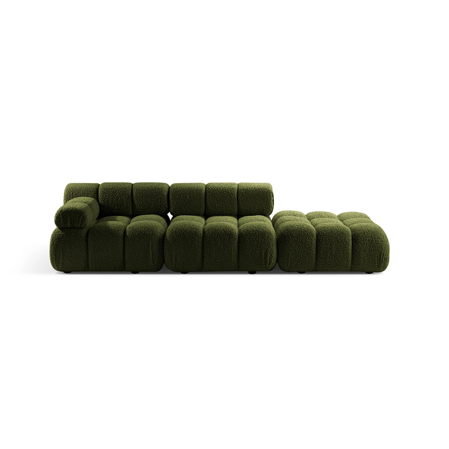 Canapea verde pentru 4 persoane boucle Bellis Left