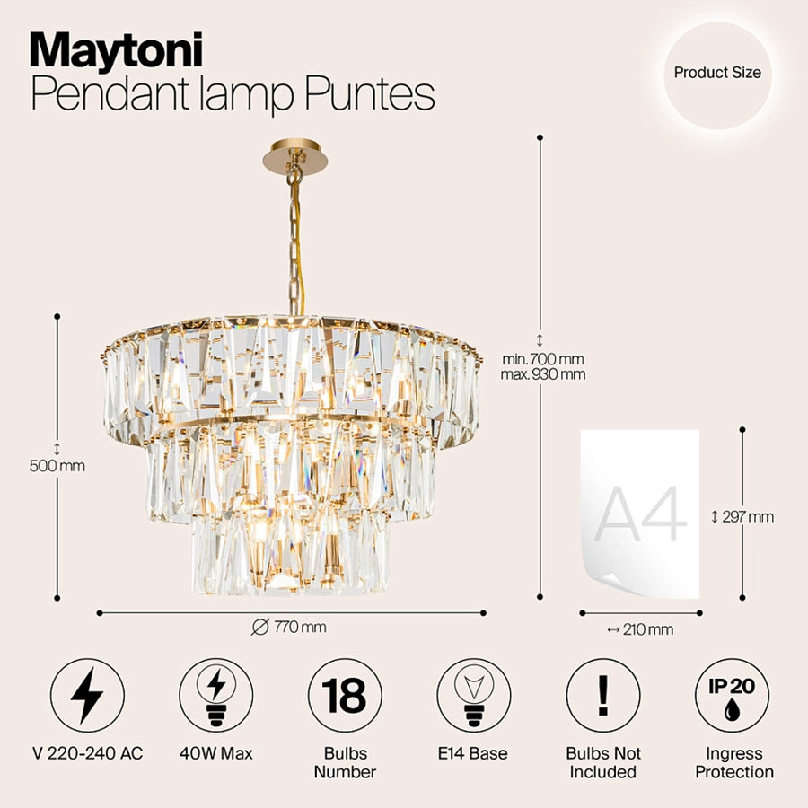 Candelabru gold din sticla Puntes Maytoni