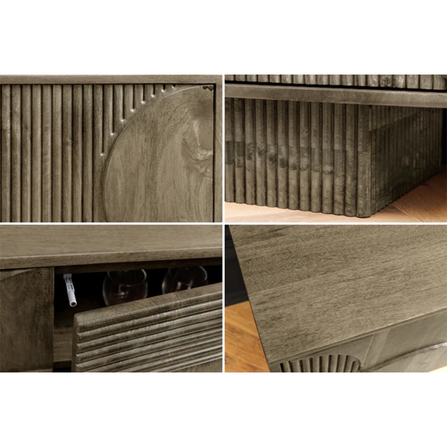 Comoda TV gri din lemn de mango 200 cm Art Deco
