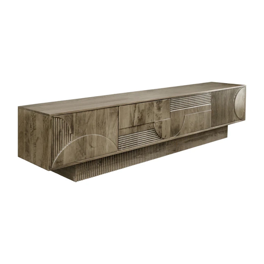 Comoda TV gri din lemn de mango 200 cm Art Deco