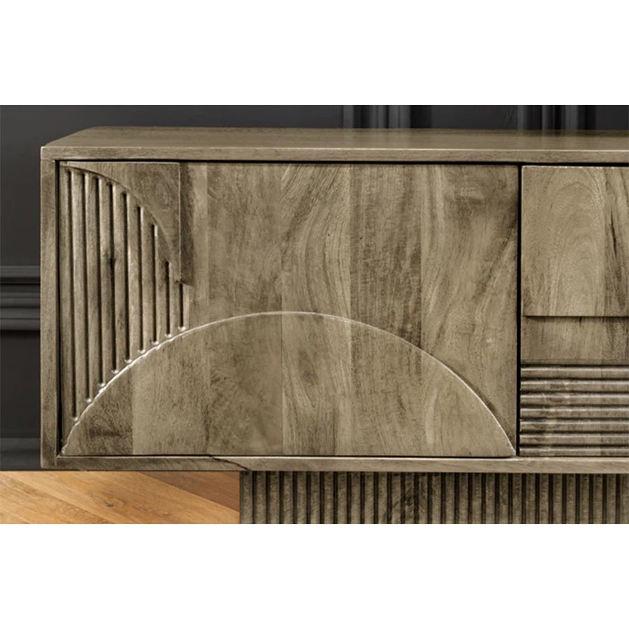 Comoda TV gri din lemn de mango 200 cm Art Deco