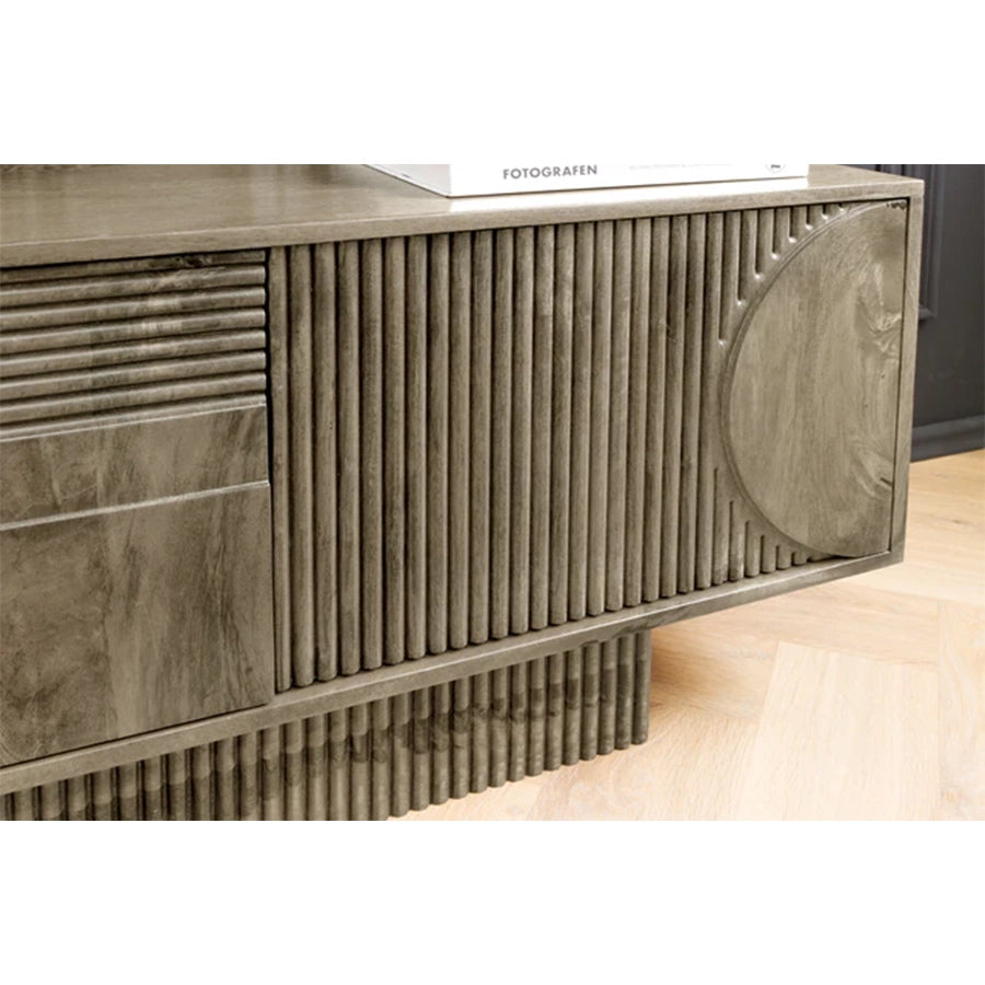Comoda TV gri din lemn de mango 200 cm Art Deco