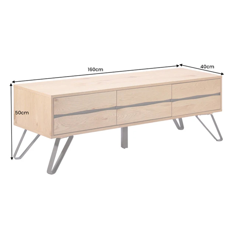 Comoda TV maro din lemn 160 cm Living Edge