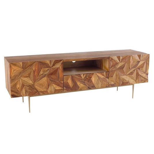 Comoda TV maro din lemn Stone Invicta Interior - Poetic Store