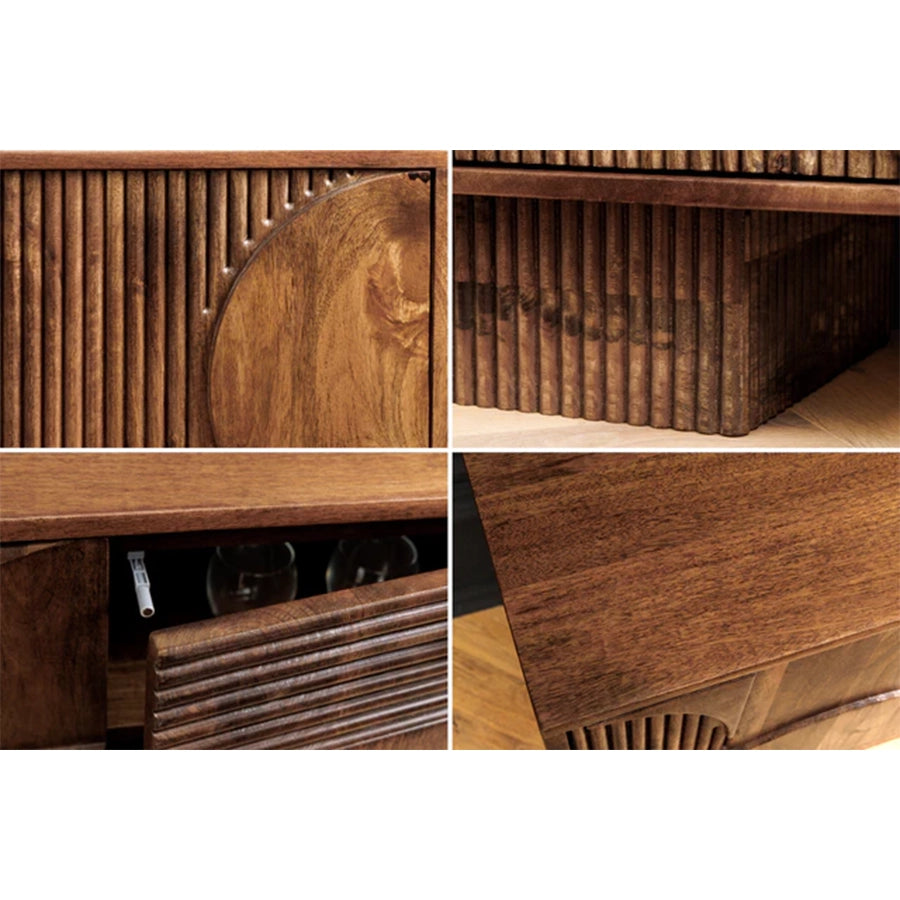 Comoda TV maro din lemn de mango 200 cm Art Deco