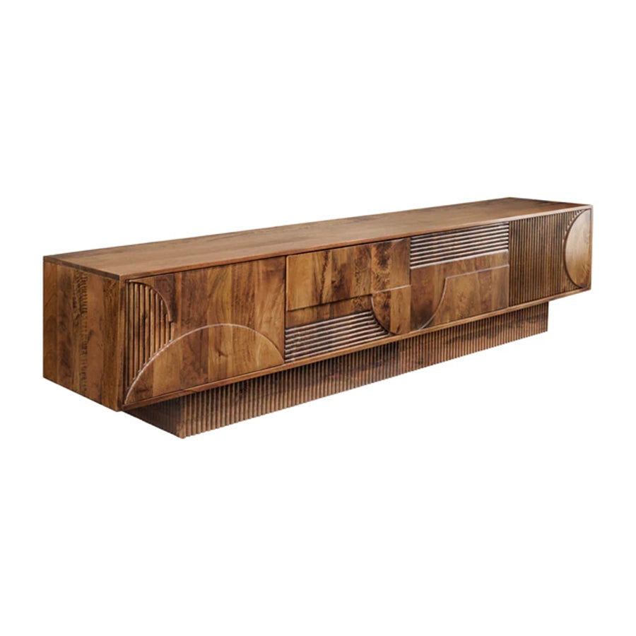 Comoda TV maro din lemn de mango 200 cm Art Deco