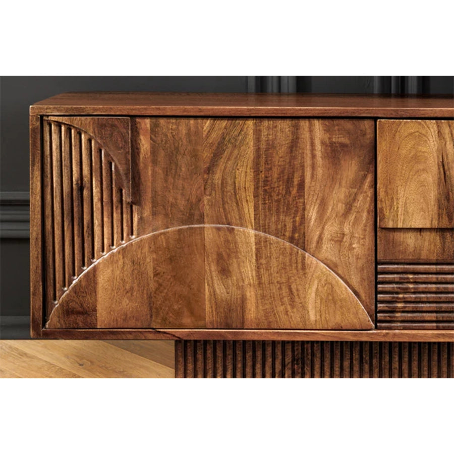 Comoda TV maro din lemn de mango 200 cm Art Deco