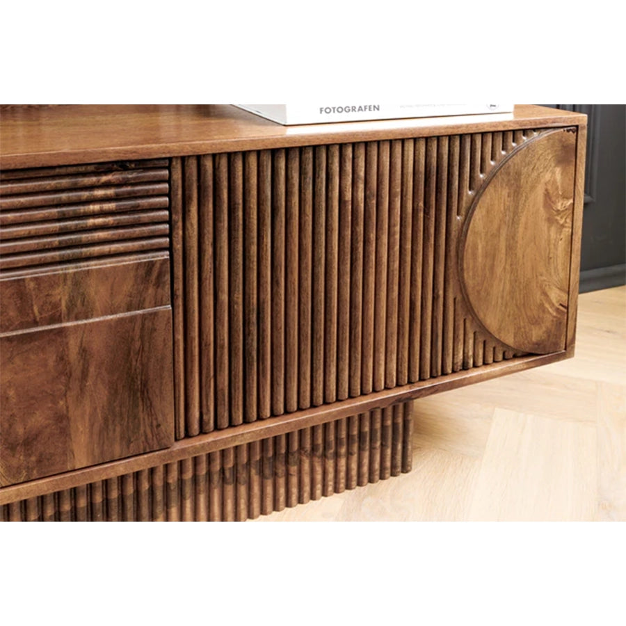 Comoda TV maro din lemn de mango 200 cm Art Deco