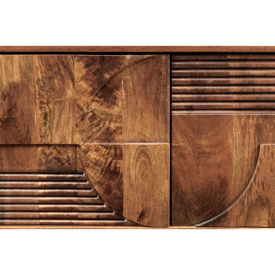 Comoda TV maro din lemn de mango 200 cm Art Deco