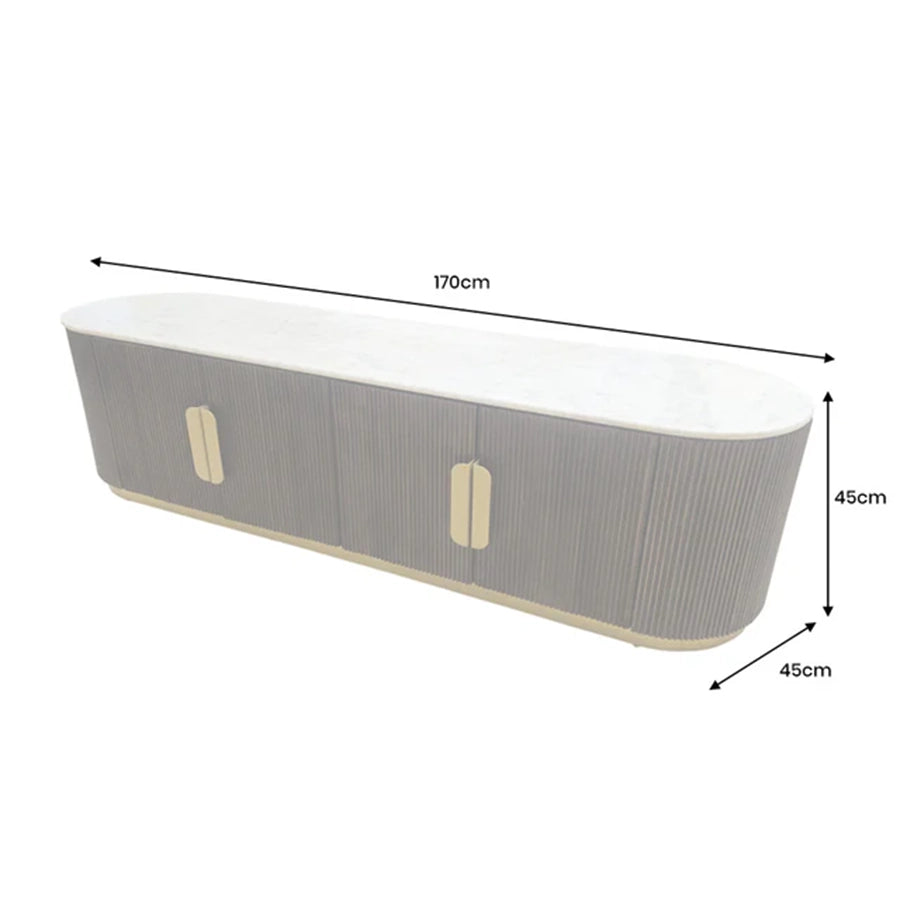 Comoda TV maro din lemn si marmura 170 cm Gatsby