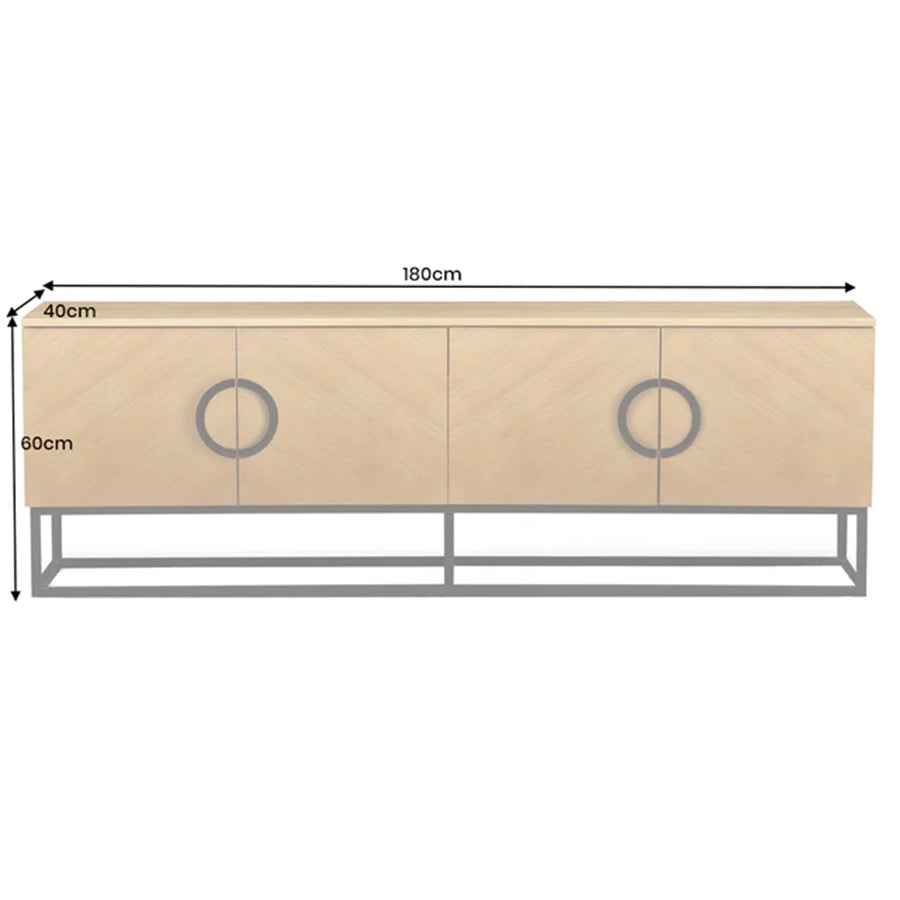 Comoda TV maro natur din lemn 180 cm Grandezza