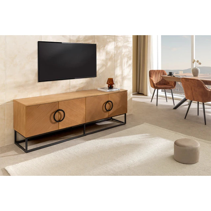 Comoda TV maro natur din lemn 180 cm Grandezza